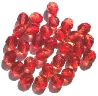 25 8mm Faceted Two Tone Light Topaz Red Firepolish Beads